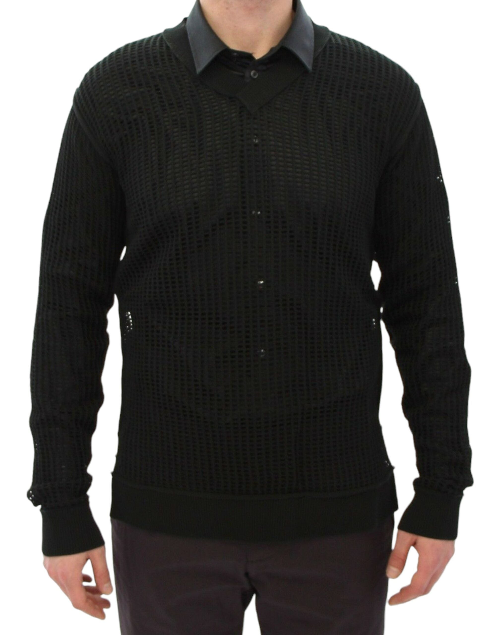 Dolce &amp;amp; Gabbana Mörkgrön Runway Netz Pullover Nättröja