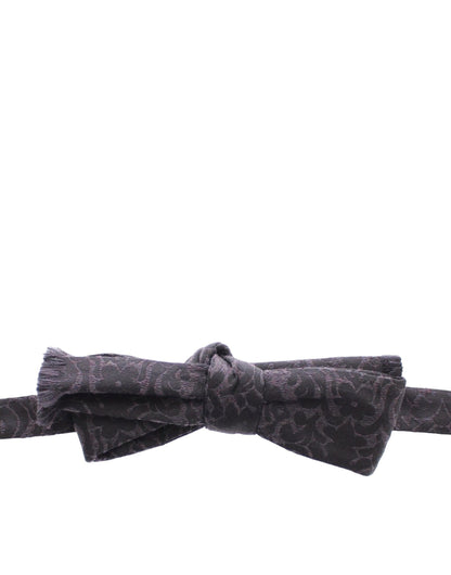 Dolce &amp; Gabbana Gray Black Wool Bow Tie