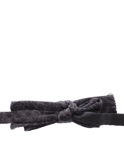 Dolce &amp; Gabbana Gray Black Wool Bow Tie