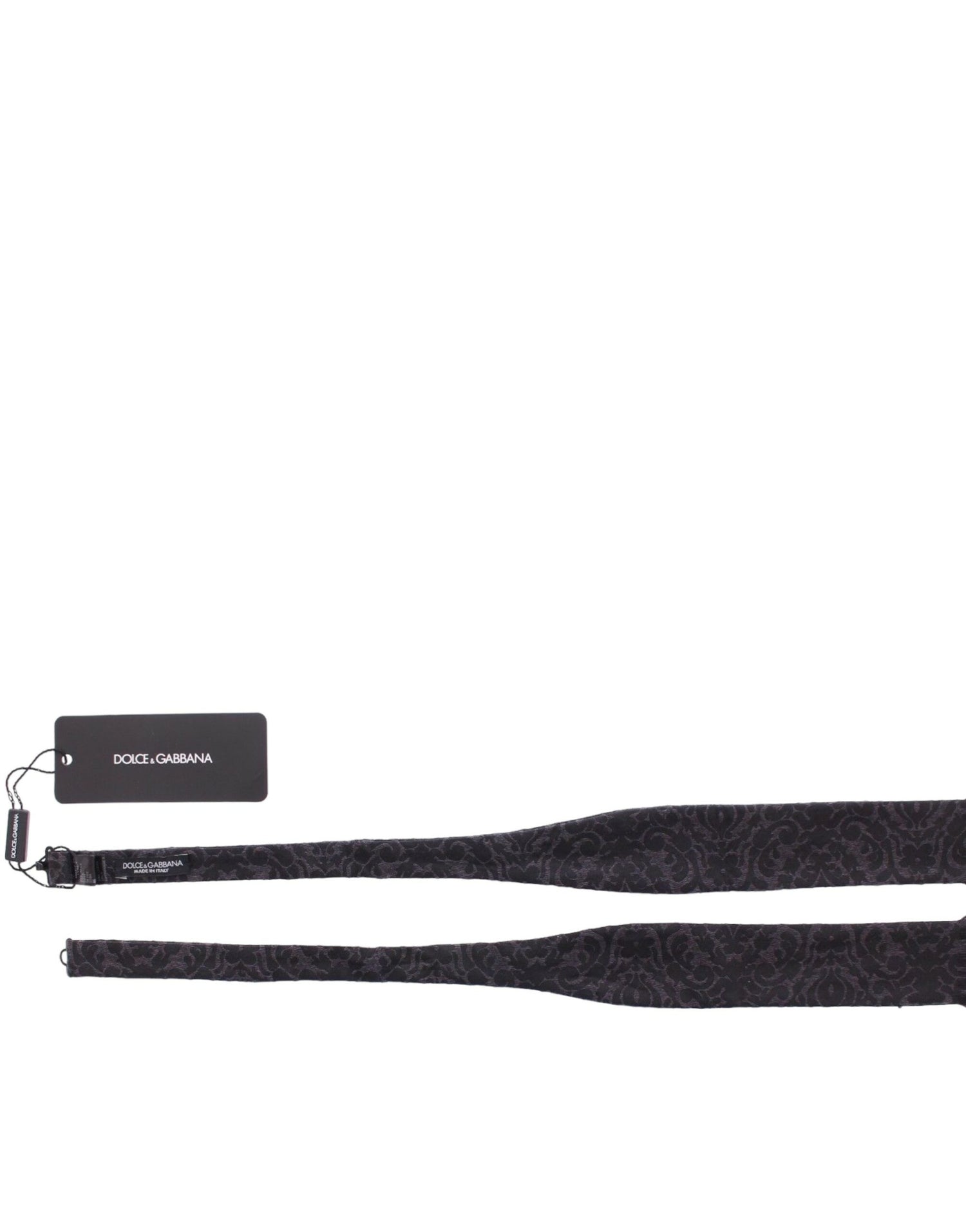 Dolce &amp; Gabbana Gray Black Wool Bow Tie