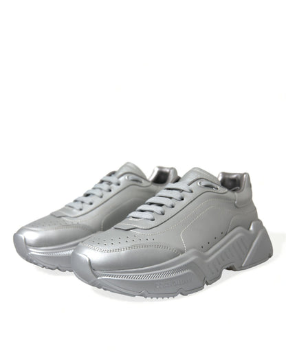 Dolce &amp;amp; Gabbana Silver Daymaster Läder Herr Casual Sneakers Skor