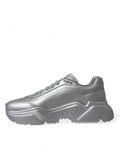 Dolce &amp;amp; Gabbana Silver Daymaster Läder Herr Casual Sneakers Skor
