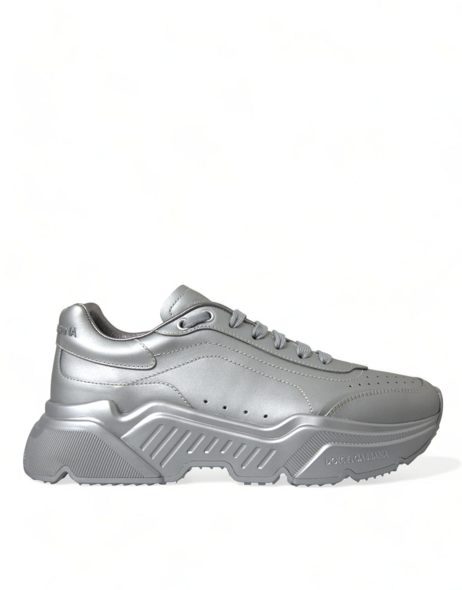 Dolce &amp;amp; Gabbana Silver Daymaster Läder Herr Casual Sneakers Skor