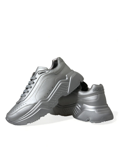 Dolce &amp;amp; Gabbana Silver Daymaster Läder Herr Casual Sneakers Skor