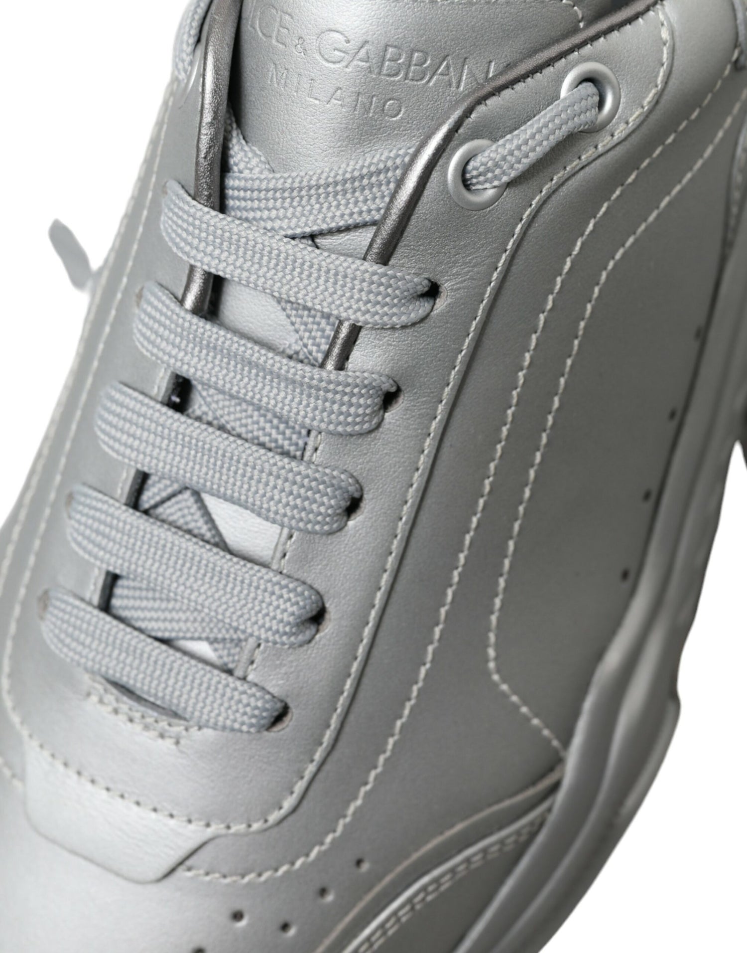 Dolce &amp;amp; Gabbana Silver Daymaster Läder Herr Casual Sneakers Skor