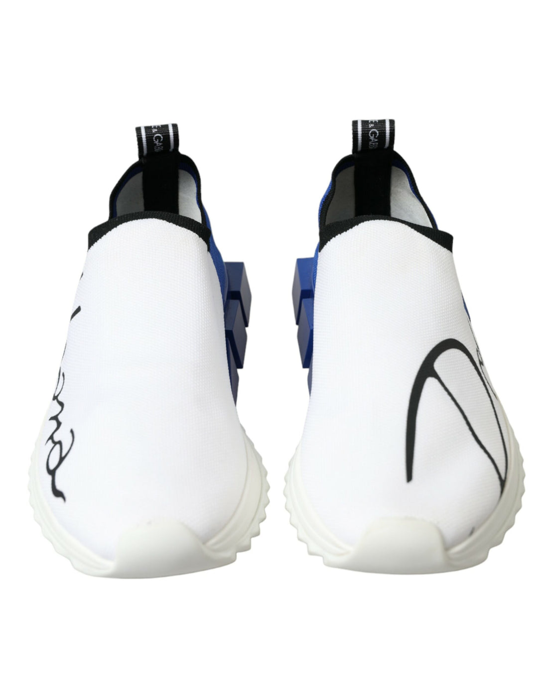 Dolce &amp; Gabbana White Blue Sorrento Low Top Men Casual Sneakers Shoes