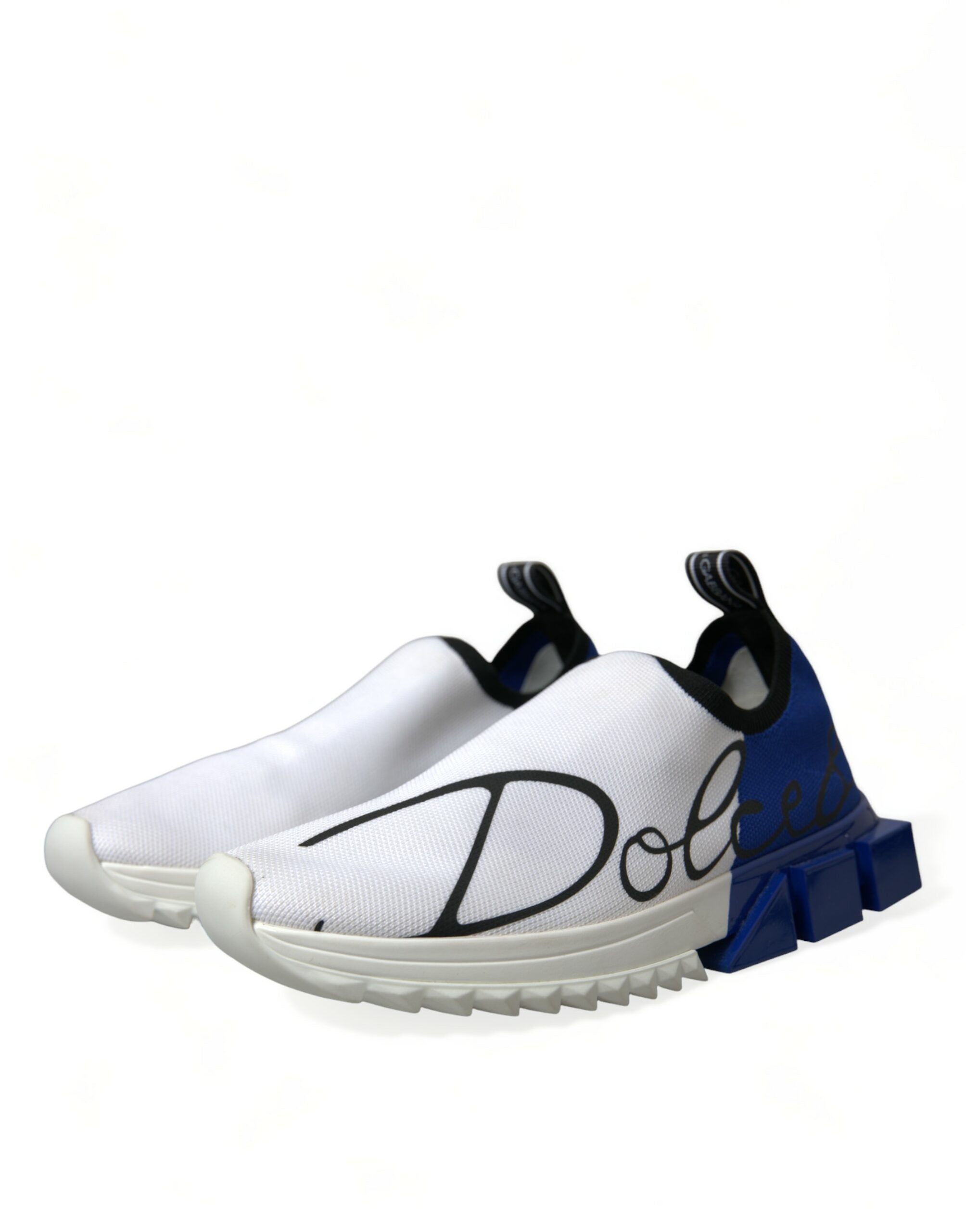 Dolce &amp; Gabbana White Blue Sorrento Low Top Men Casual Sneakers Shoes