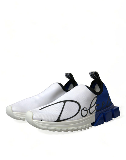 Dolce &amp; Gabbana White Blue Sorrento Low Top Men Casual Sneakers Shoes