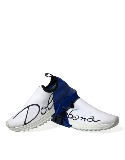 Dolce &amp; Gabbana White Blue Sorrento Low Top Men Casual Sneakers Shoes