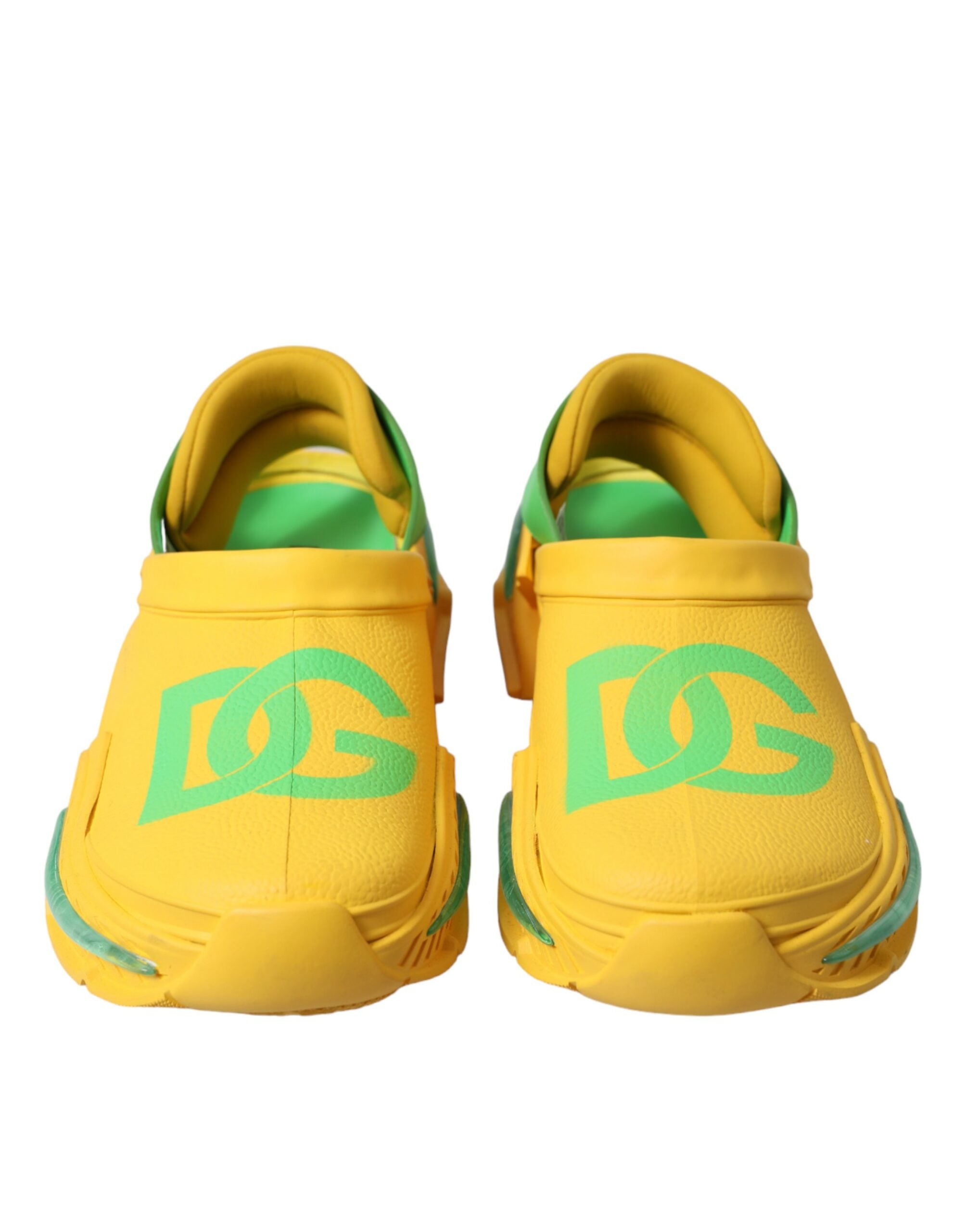 Dolce &amp; Gabbana Yellow Green Rubber Clogs Men Slippers Men Shoes