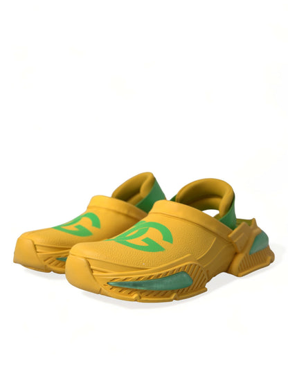 Dolce &amp; Gabbana Yellow Green Rubber Clogs Men Slippers Men Shoes