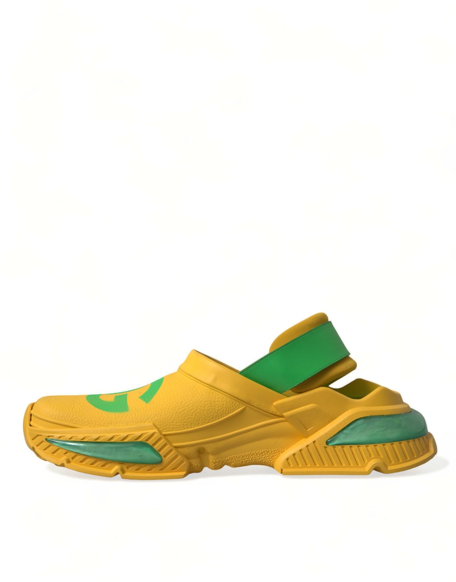 Dolce &amp; Gabbana Yellow Green Rubber Clogs Men Slippers Men Shoes