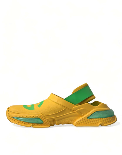 Dolce &amp; Gabbana Yellow Green Rubber Clogs Men Slippers Men Shoes