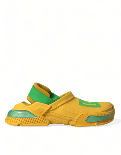 Dolce &amp; Gabbana Yellow Green Rubber Clogs Men Slippers Men Shoes