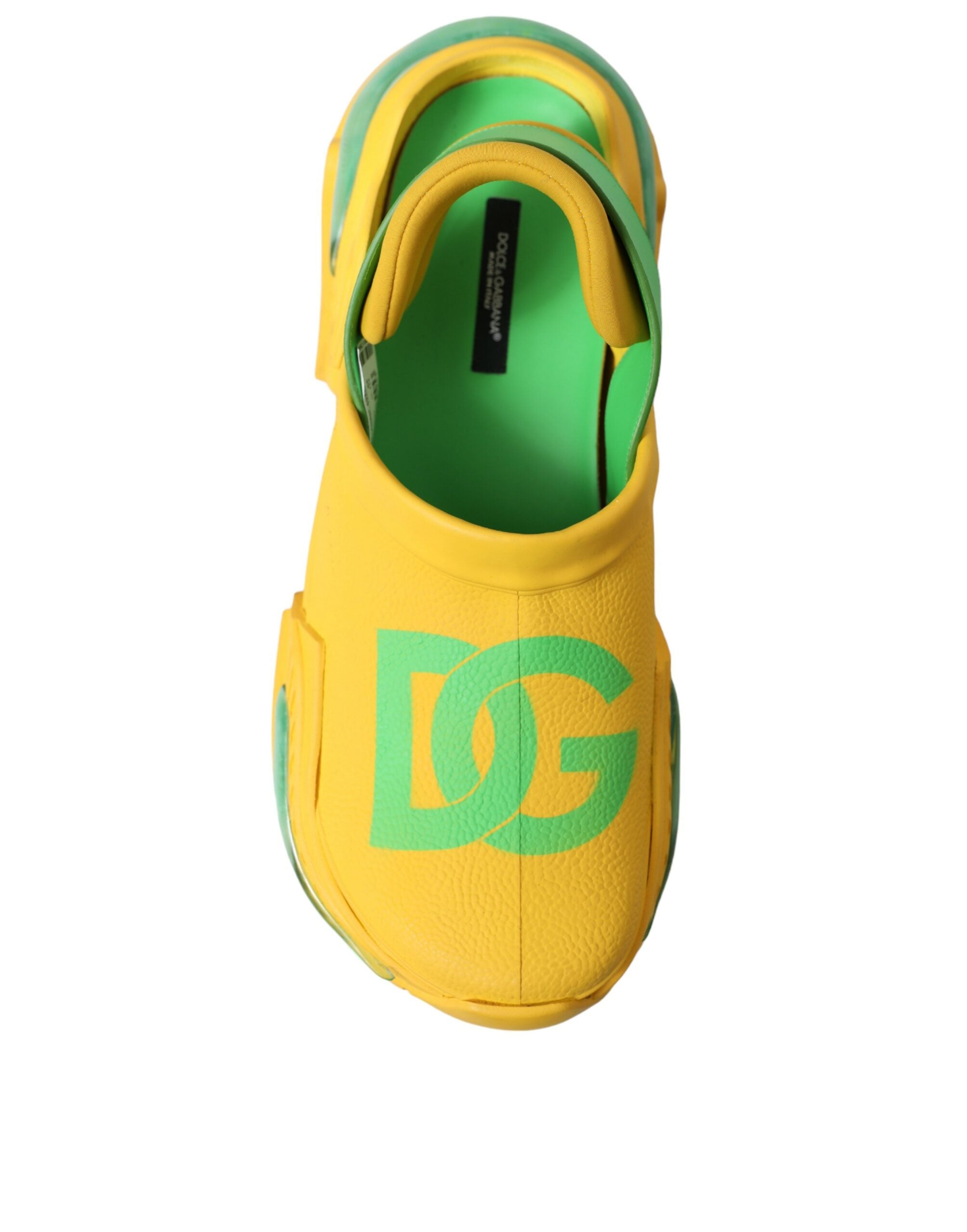 Dolce &amp; Gabbana Yellow Green Rubber Clogs Men Slippers Men Shoes