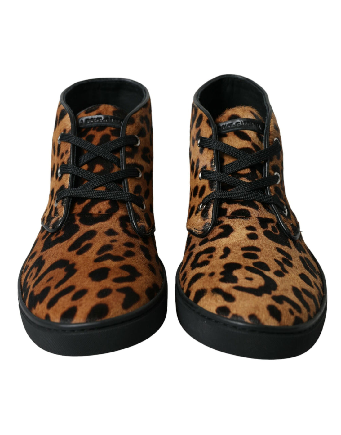 Dolce &amp; Gabbana Brown Leopard Pony Hair Leather Sneakers Shoes