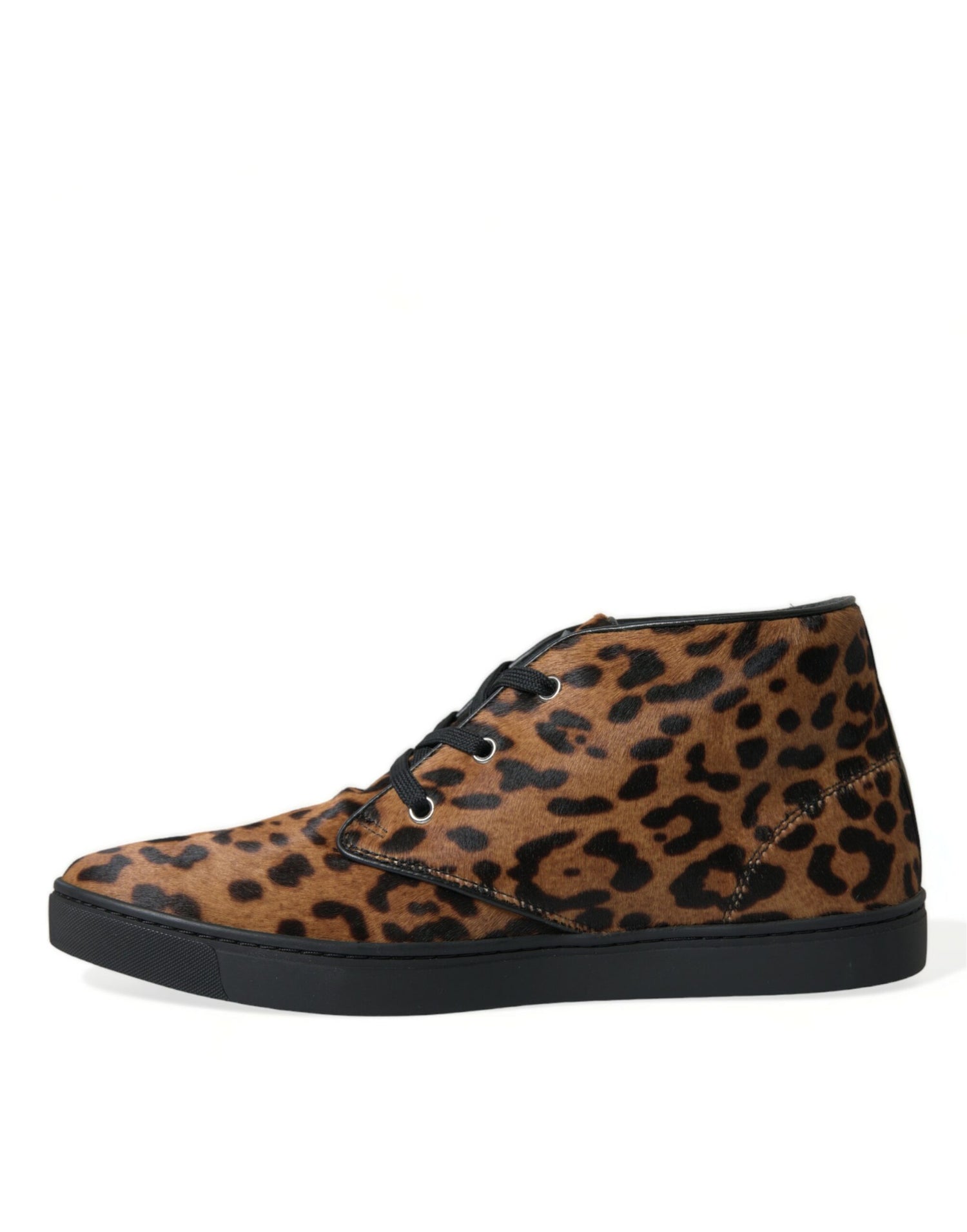 Dolce &amp; Gabbana Brown Leopard Pony Hair Leather Sneakers Shoes