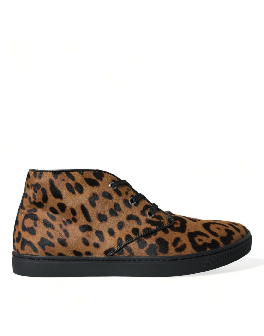 Dolce &amp; Gabbana Brown Leopard Pony Hair Leather Sneakers Shoes