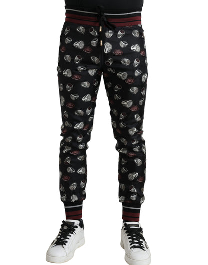 Dolce &amp; Gabbana Black Ring Silk Jogging Trousers Pants