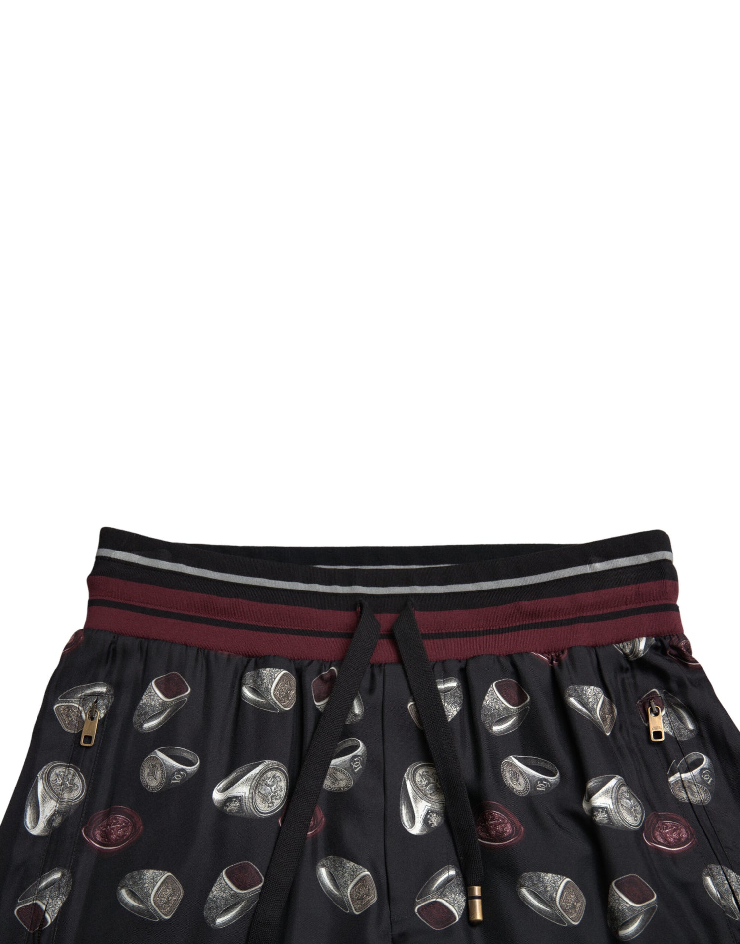 Dolce &amp; Gabbana Black Ring Silk Jogging Trousers Pants
