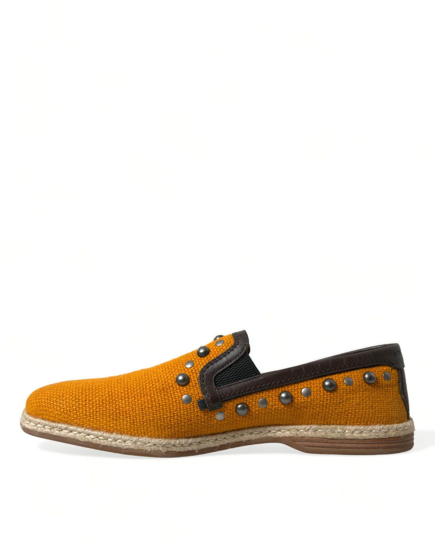 Dolce &amp;amp; Gabbana Orange Linne Läder Loafers Skor Med Nitar