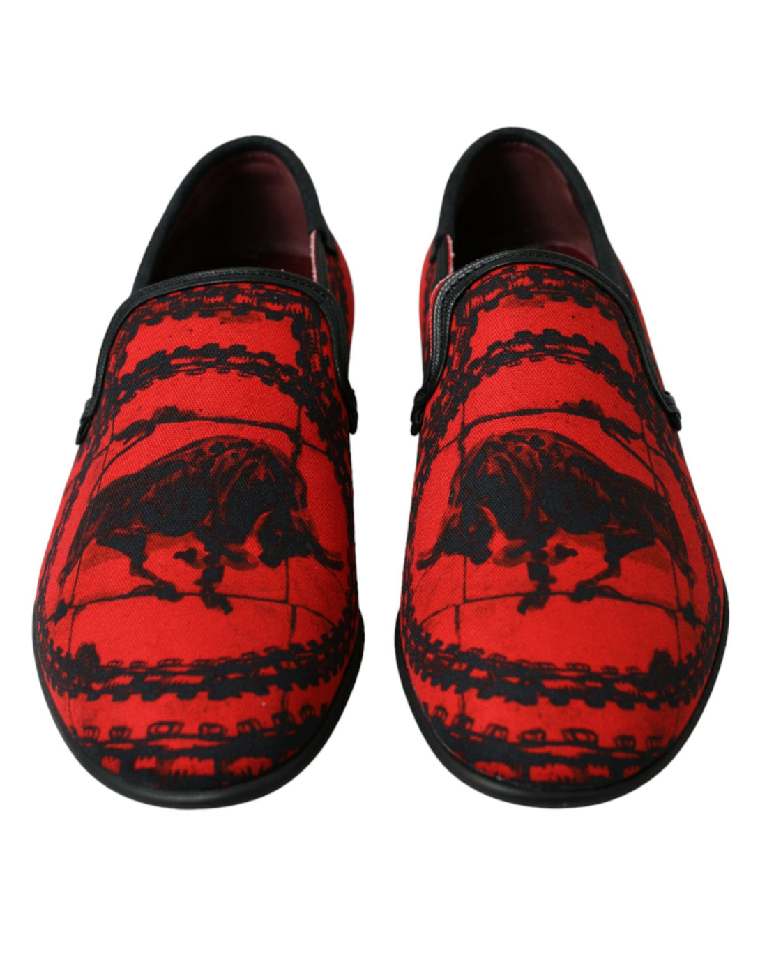 Dolce &amp; Gabbana Red Black Torero Loafers Slippers Men Shoes