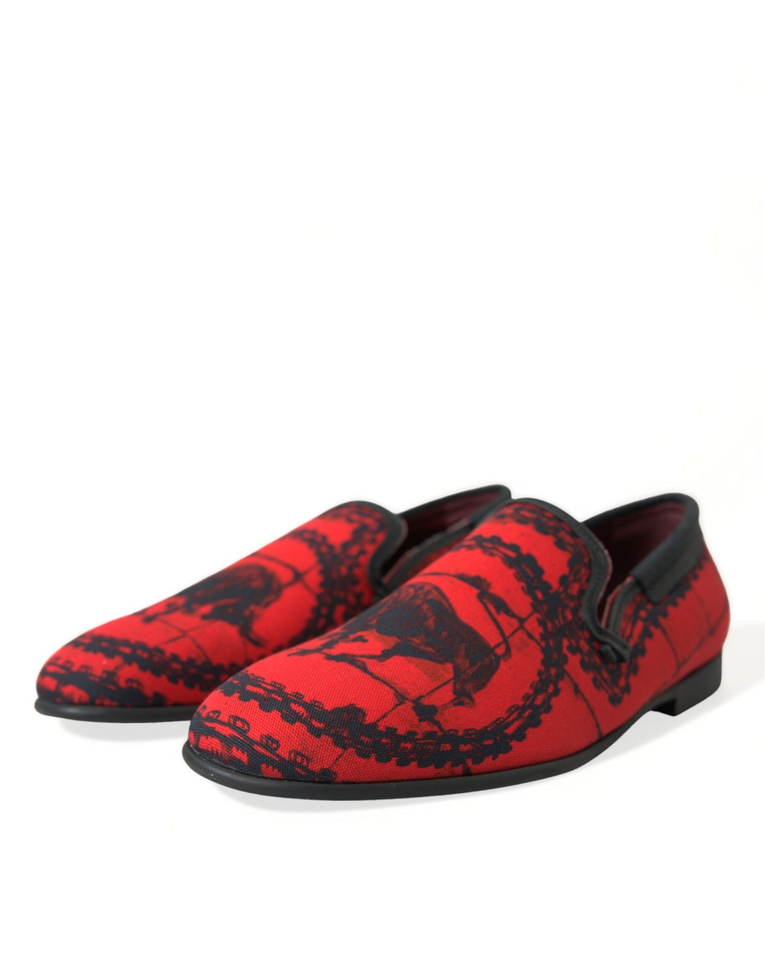 Dolce &amp; Gabbana Red Black Torero Loafers Slippers Men Shoes