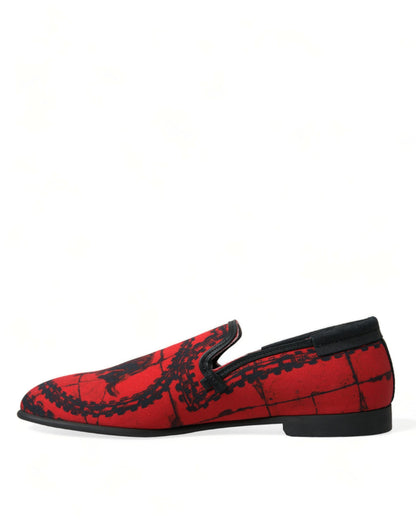 Dolce &amp; Gabbana Red Black Torero Loafers Slippers Men Shoes
