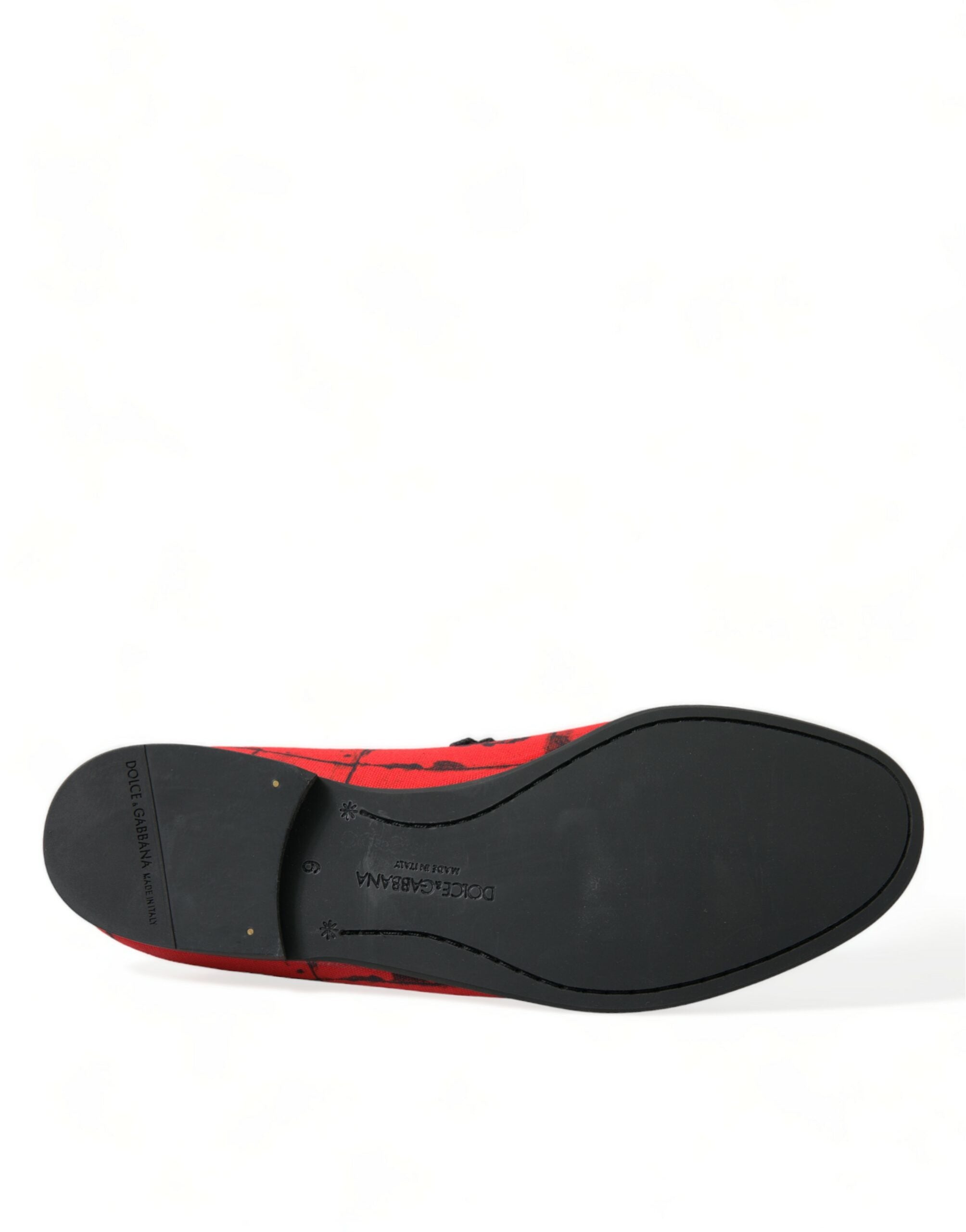 Dolce &amp; Gabbana Red Black Torero Loafers Slippers Men Shoes