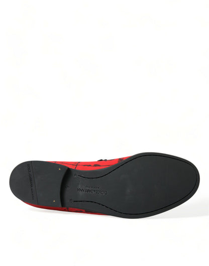 Dolce &amp; Gabbana Red Black Torero Loafers Slippers Men Shoes
