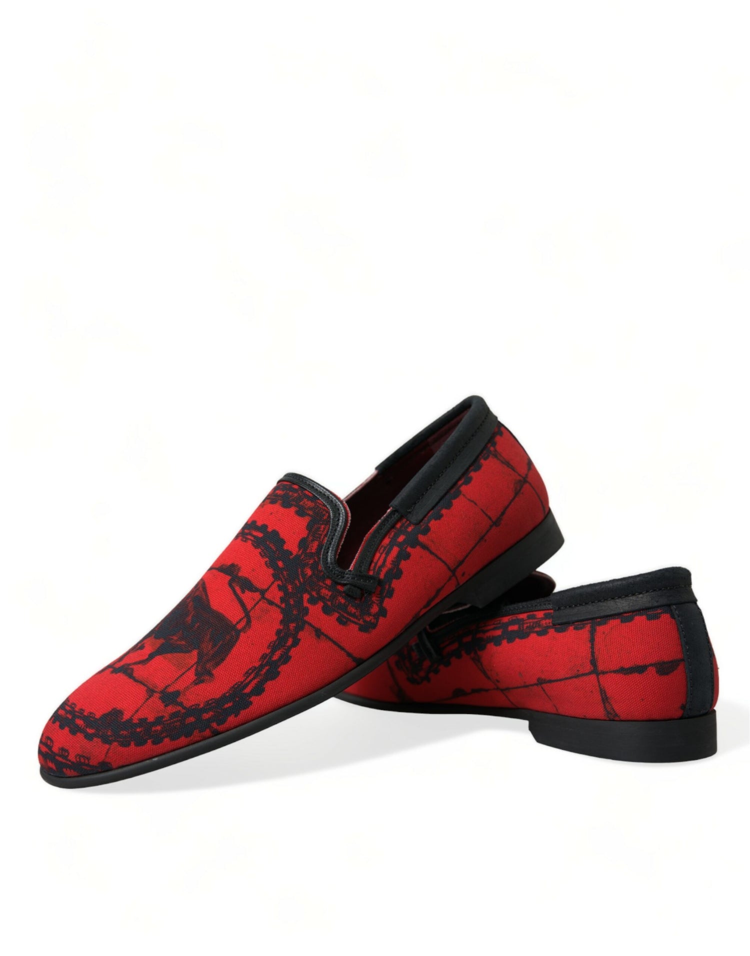 Dolce &amp; Gabbana Red Black Torero Loafers Slippers Men Shoes