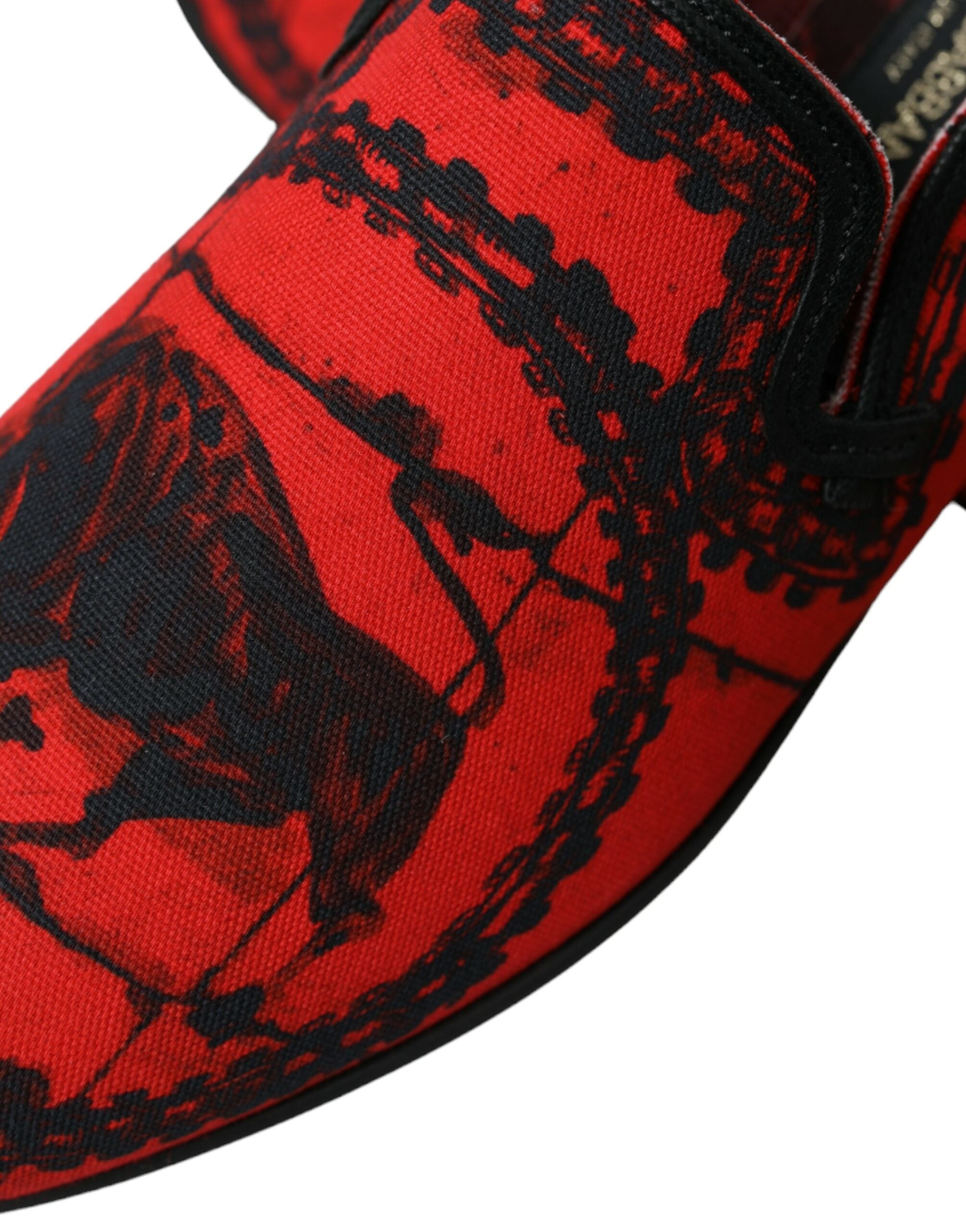 Dolce &amp; Gabbana Red Black Torero Loafers Slippers Men Shoes