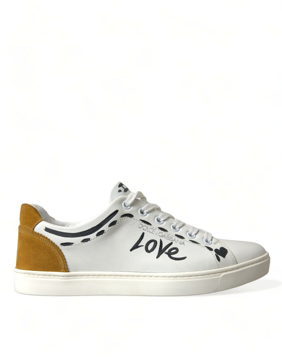Dolce &amp; Gabbana White Leather LOVE Milano Men Sneakers Shoes