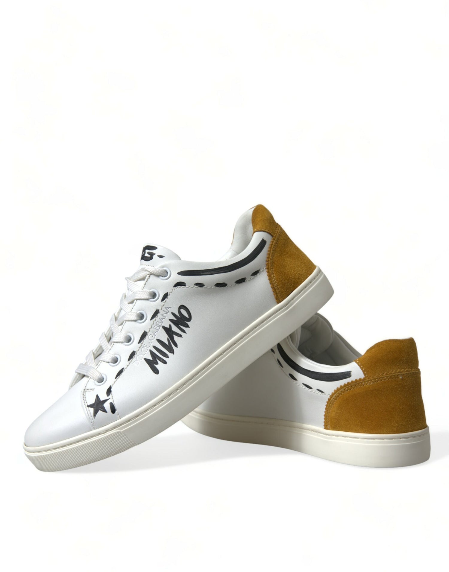 Dolce &amp;amp; Gabbana Vita Läder LOVE Milano Herr Sneakers Skor