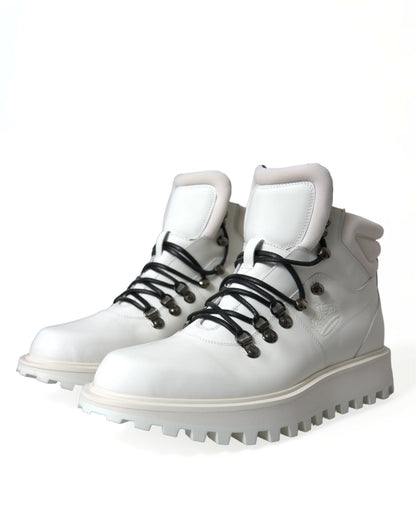 Dolce &amp; Gabbana White Vulcano Trekking Ankle Boots Shoes