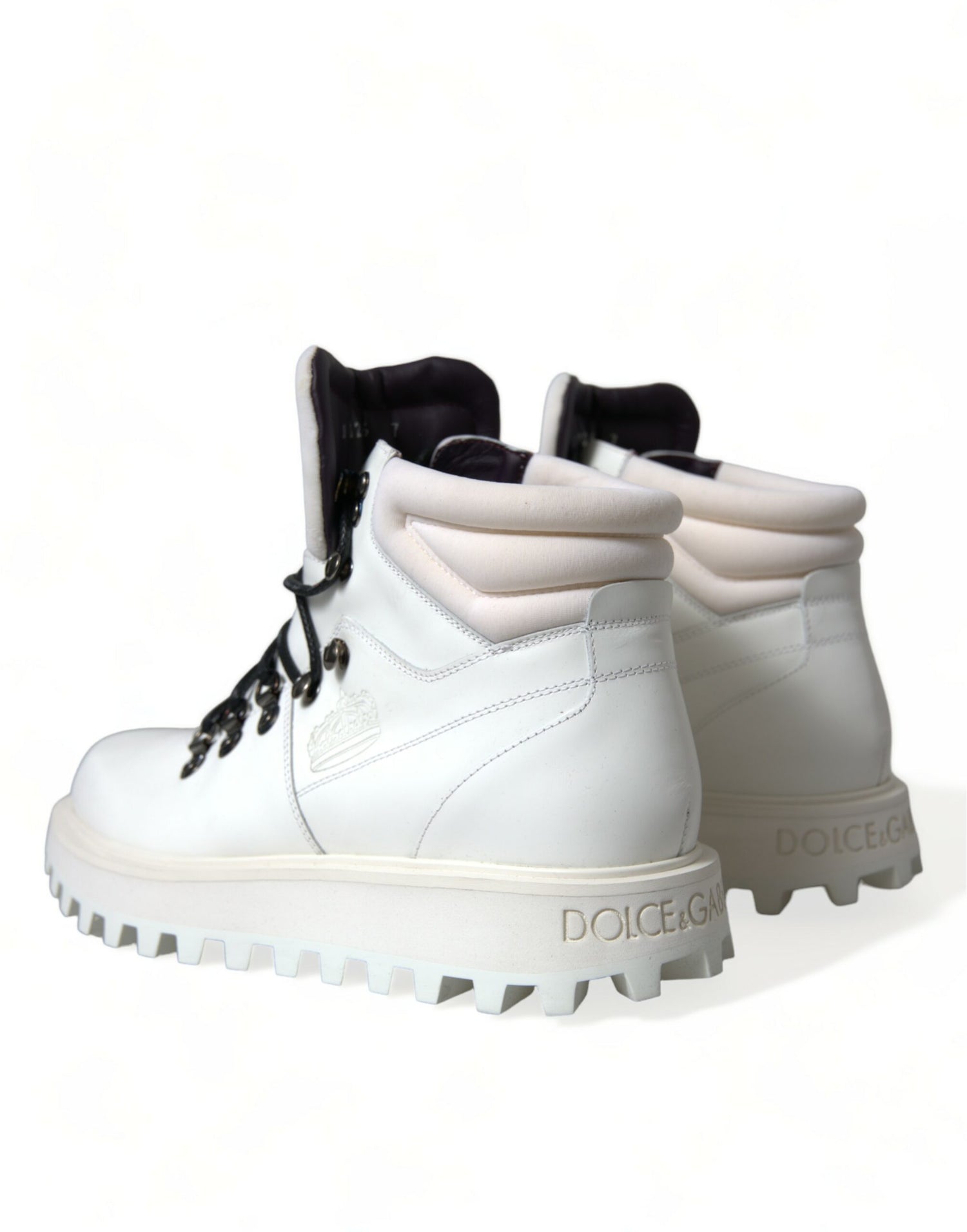 Dolce &amp; Gabbana White Vulcano Trekking Ankle Boots Shoes