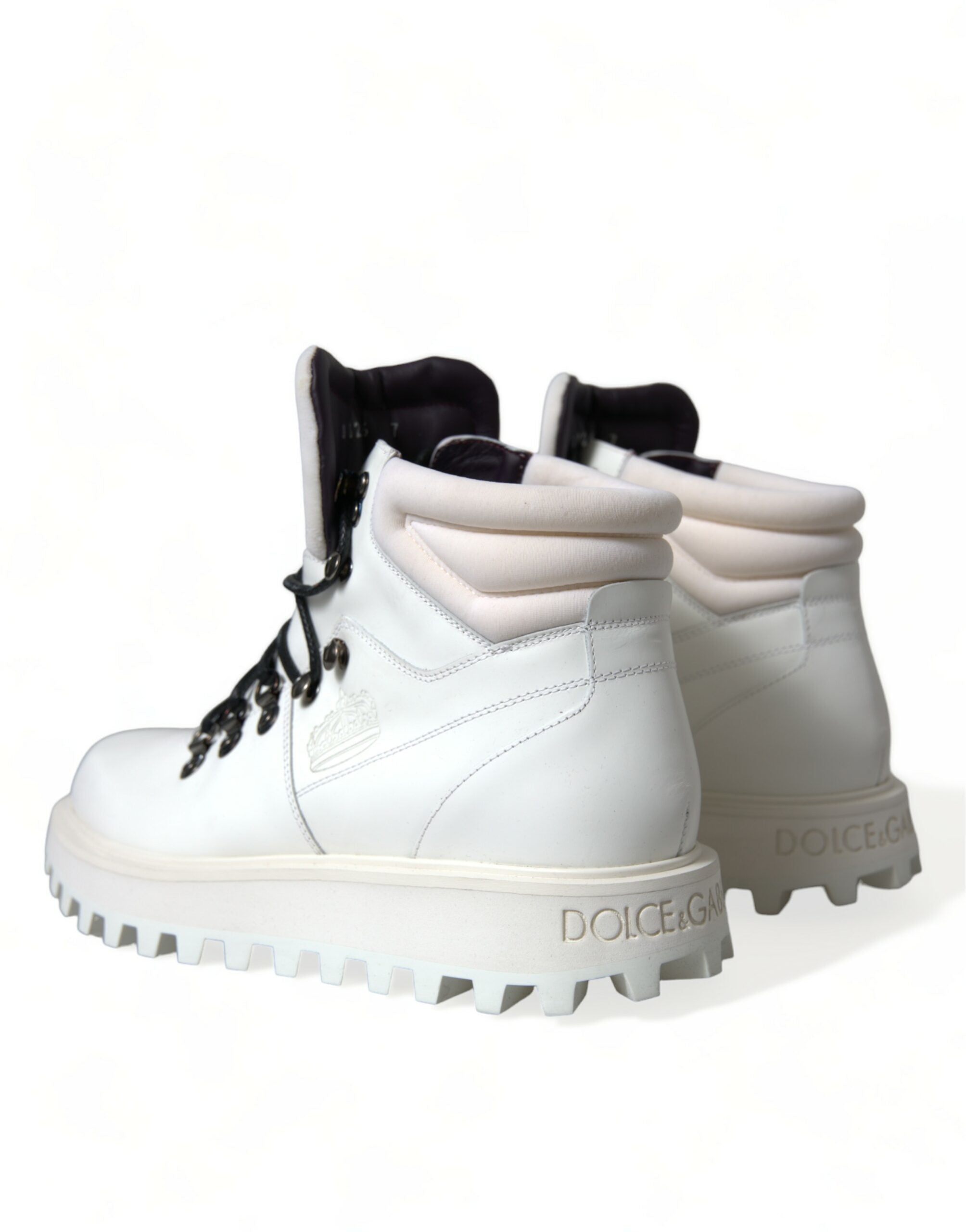 Dolce &amp; Gabbana White Vulcano Trekking Ankle Boots Shoes