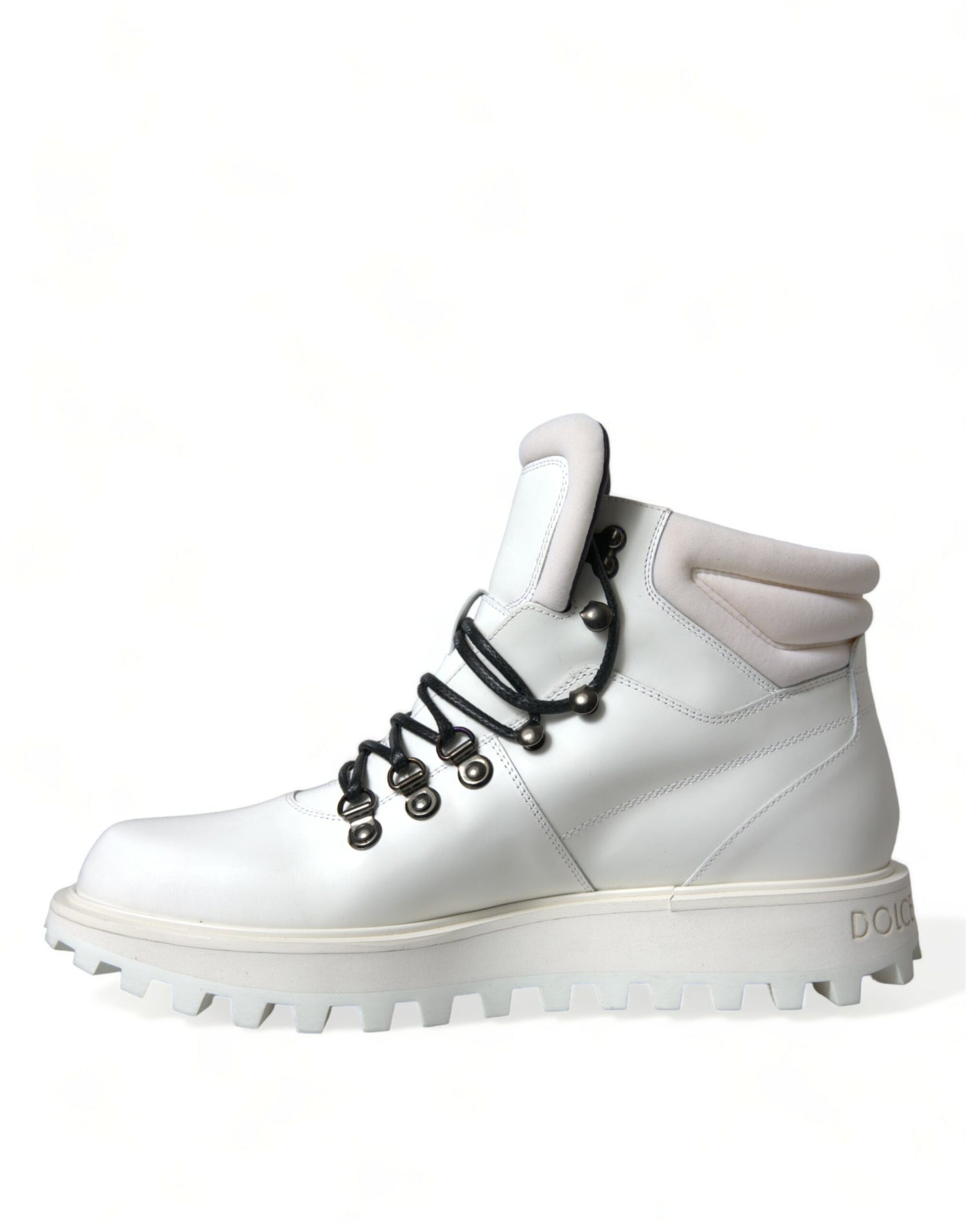 Dolce &amp; Gabbana White Vulcano Trekking Ankle Boots Shoes