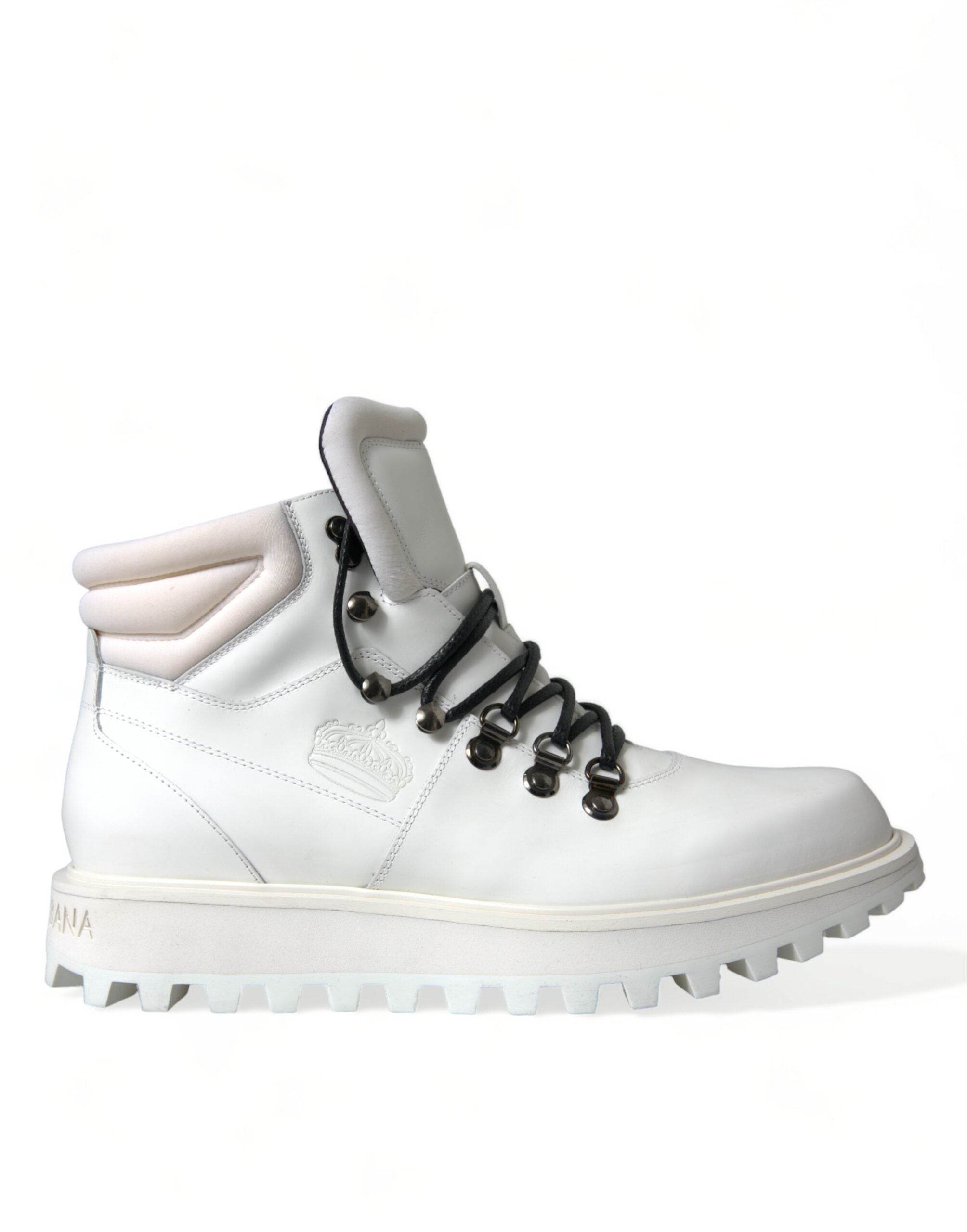 Dolce &amp; Gabbana White Vulcano Trekking Ankle Boots Shoes