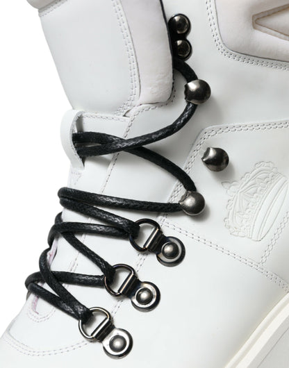 Dolce &amp; Gabbana White Vulcano Trekking Ankle Boots Shoes