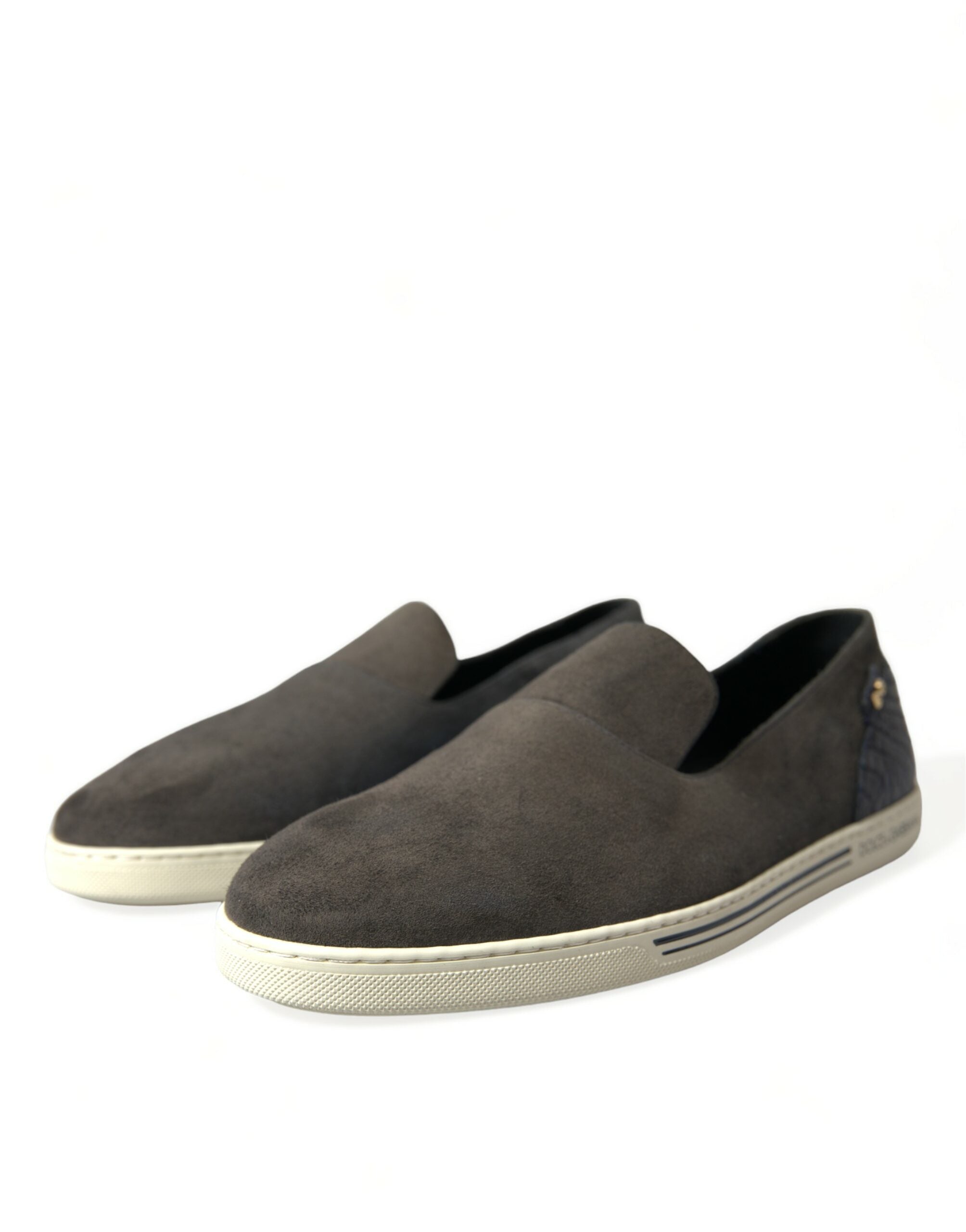 Dolce &amp;amp; Gabbana Blå Mocka Caiman Herr Loafers Tofflor Skor