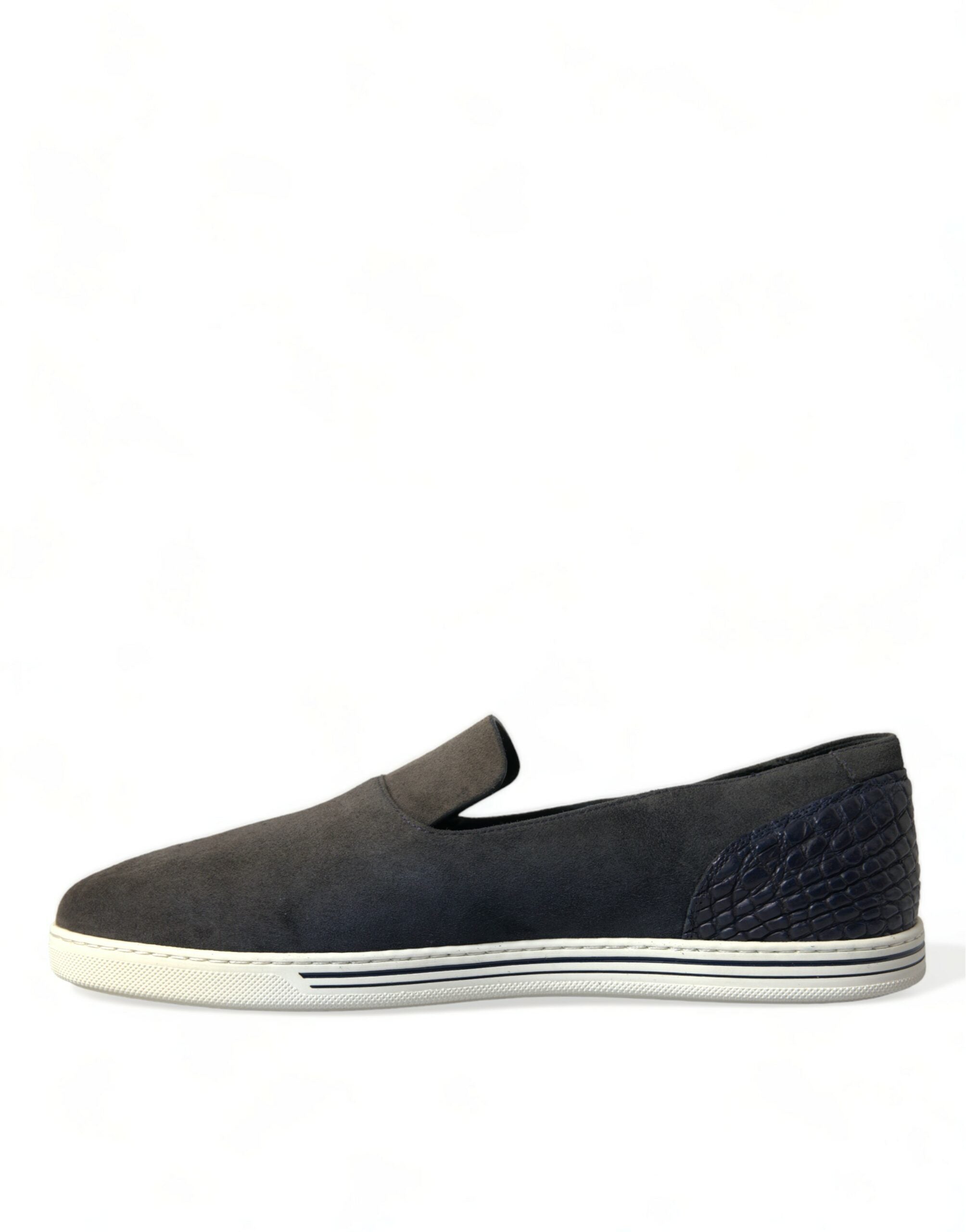 Dolce &amp;amp; Gabbana Blå Mocka Caiman Herr Loafers Tofflor Skor