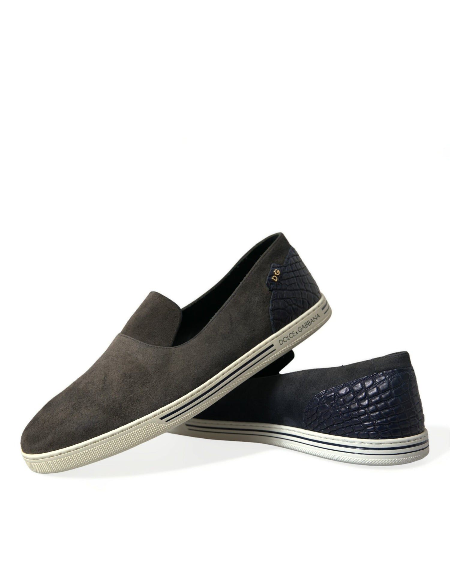 Dolce &amp;amp; Gabbana Blå Mocka Caiman Herr Loafers Tofflor Skor