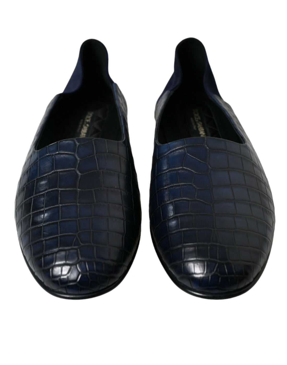 Dolce &amp; Gabbana Blue Crocodile Leather Loafers Slip On Shoes