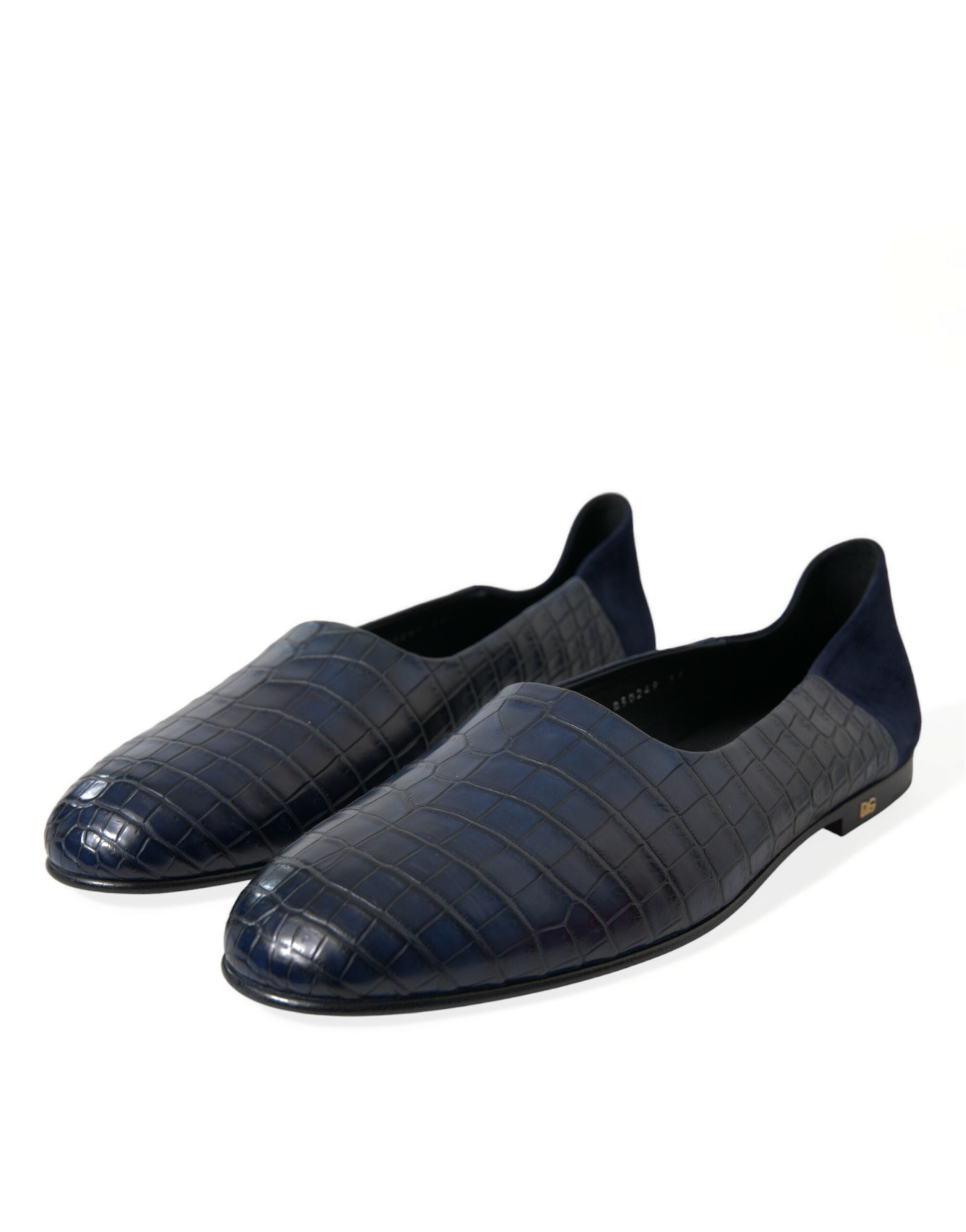 Dolce &amp; Gabbana Blue Crocodile Leather Loafers Slip On Shoes
