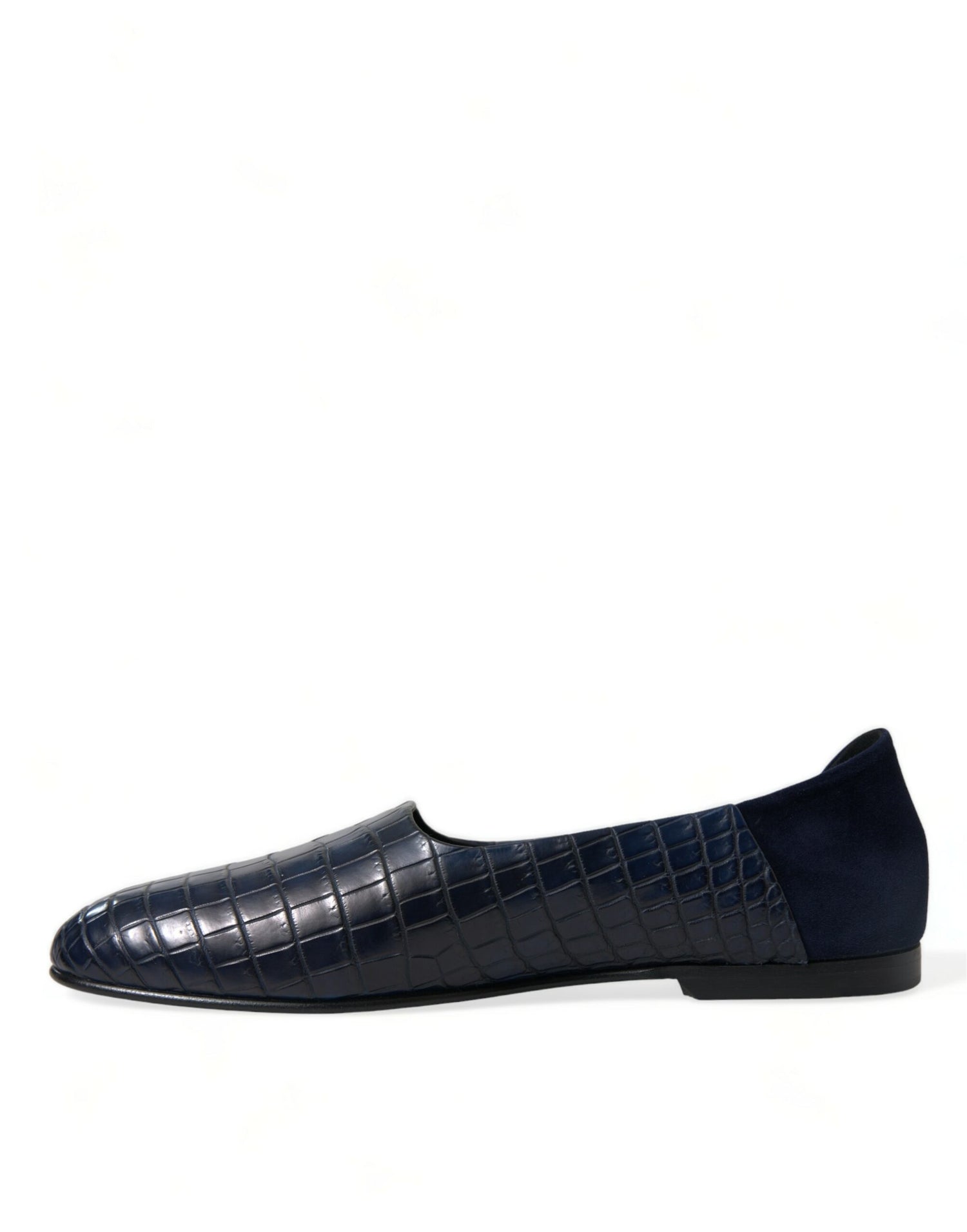 Dolce &amp; Gabbana Blue Crocodile Leather Loafers Slip On Shoes