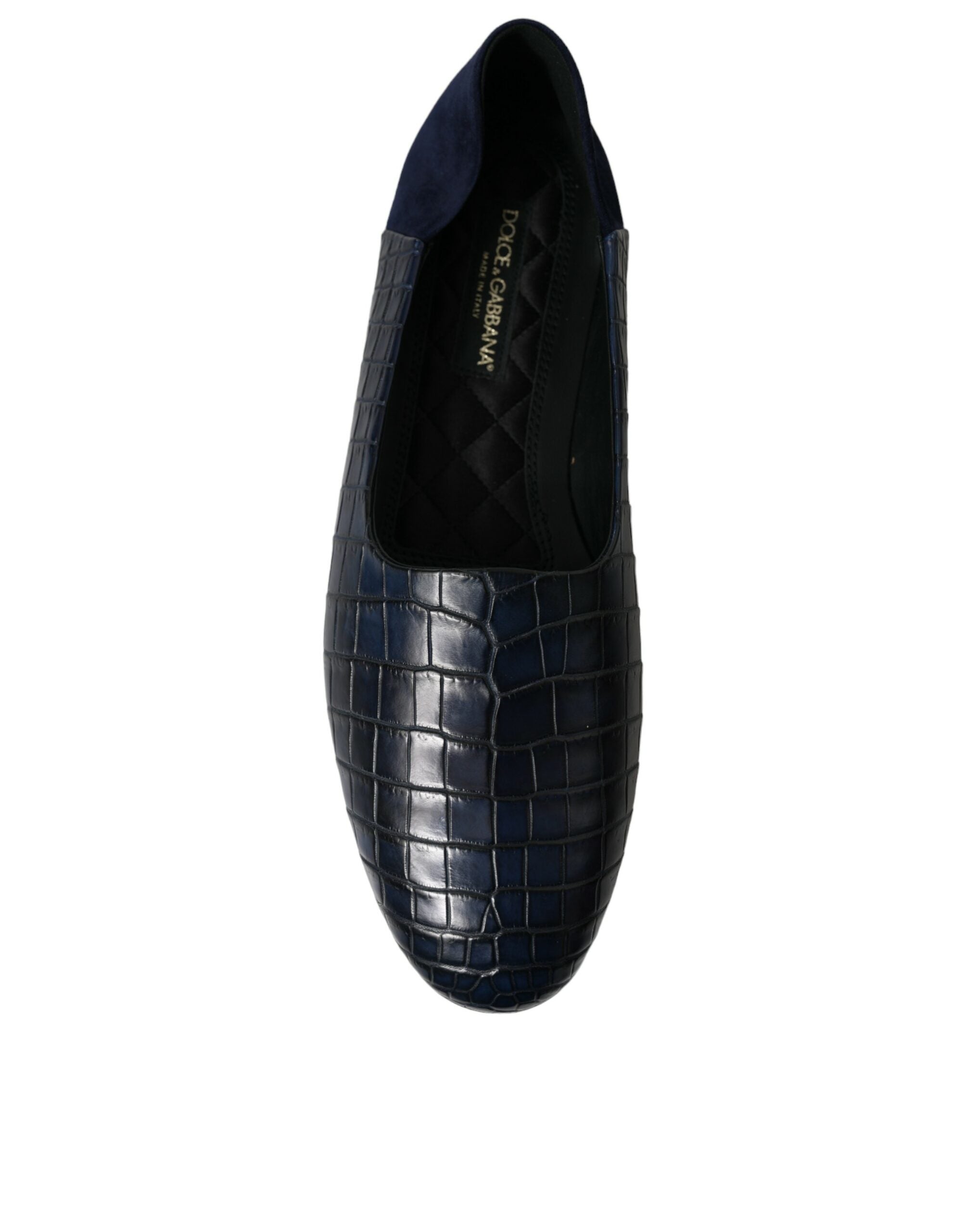 Dolce &amp; Gabbana Blue Crocodile Leather Loafers Slip On Shoes