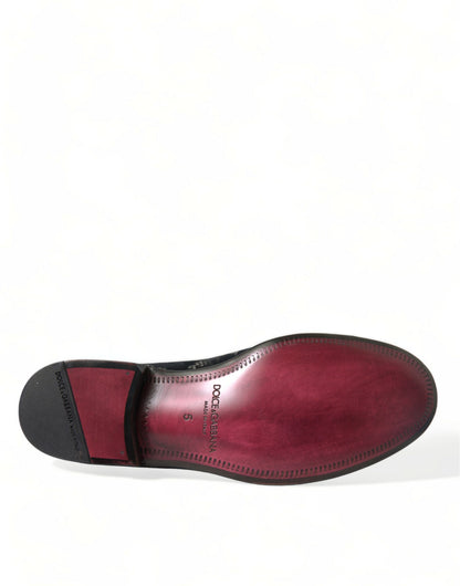 Dolce &amp; Gabbana Black Floral Slippers Men Loafers Dress Shoes
