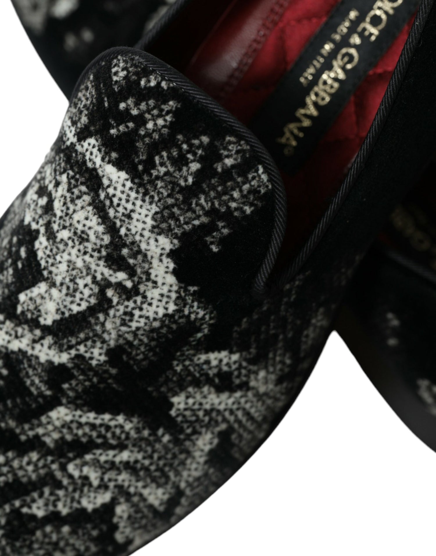 Dolce &amp; Gabbana Black Floral Slippers Men Loafers Dress Shoes