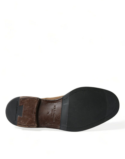 Dolce &amp; Gabbana Brown Leather Lace Up Ankle Boots Shoes